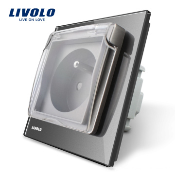 Livolo New Outlet Toma de corriente estándar francesa con cubierta impermeable VL-C7-C1FRWF-15